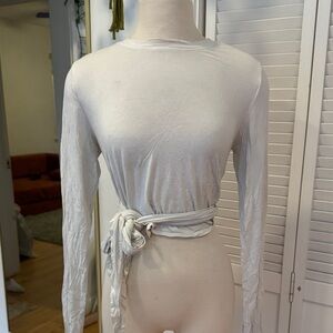 POPFLEX White Long Sleeve Wrap-Tie Top